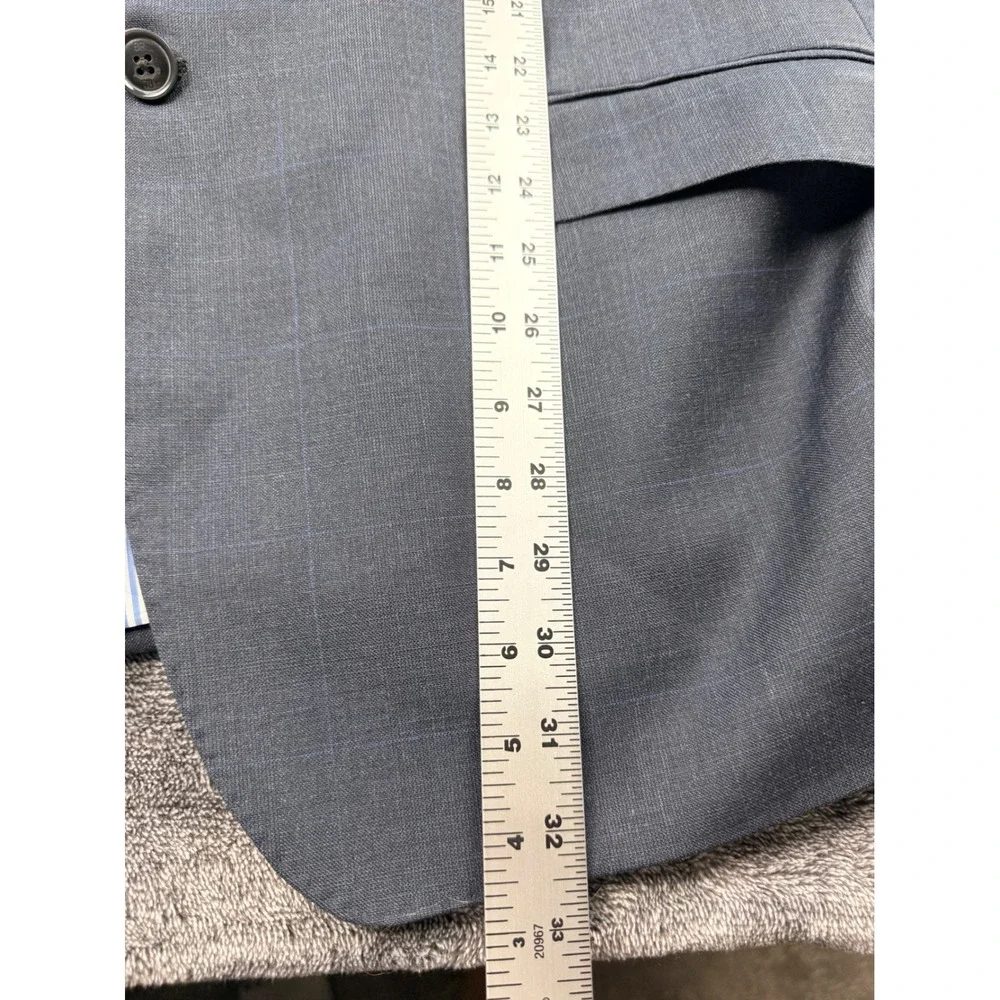 Banana Republic Mens 48L Modern Slim Fit Grey Wool Glen Plaid Blazer Jacket‎